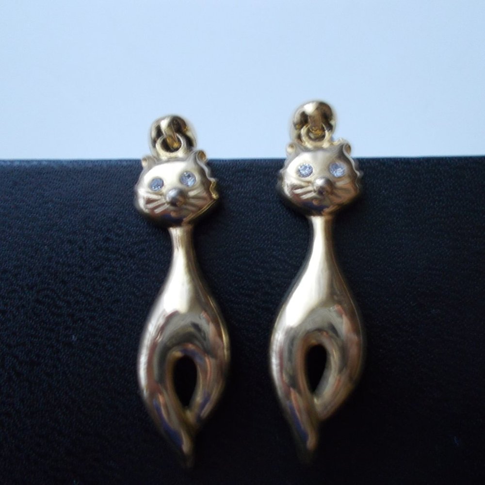 Gold tone earrings CAT LOVER